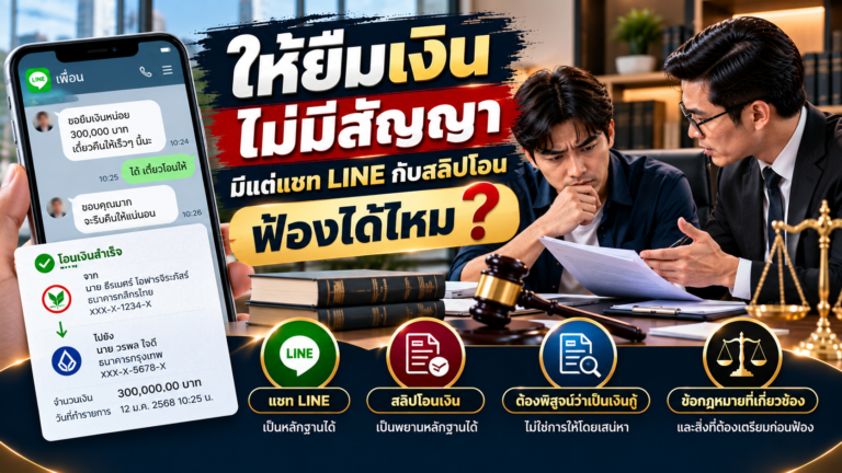 ให้ยืมเงินไม่มีสัญญา มีแต่แชท LINE กับสลิปโอน ฟ้องได้ไหม